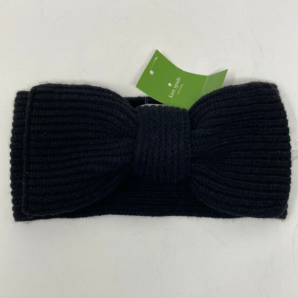 Kate Spade Ear Muffs Black Bow Knit Headband Wool Blend Classy Feminine Cover main image 4